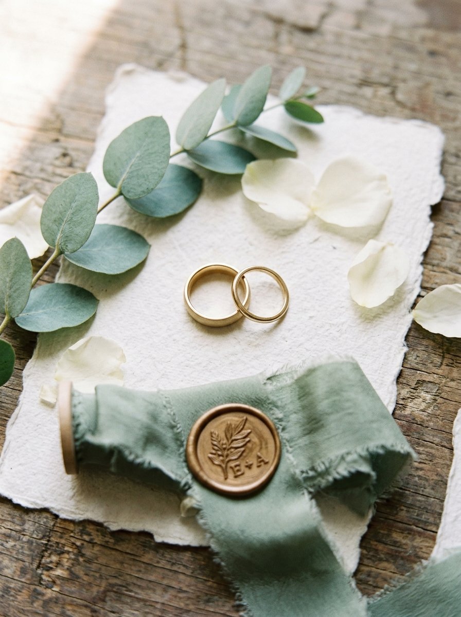 Anillos nupciales con cera y salvia